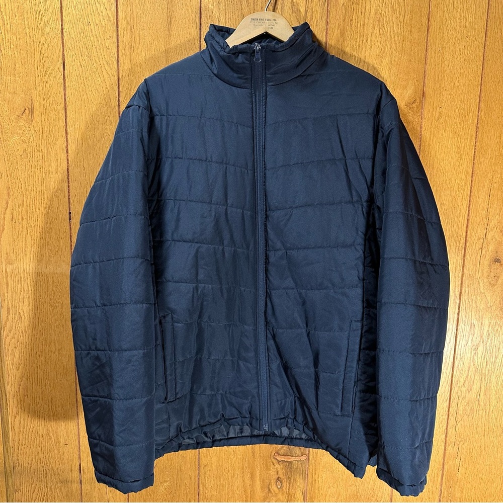 Faded Glory Navy Blue Warm Winter Hoodless Lightweight Puffer Jacket Mens Size M